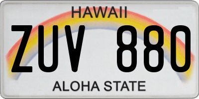 HI license plate ZUV880