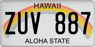 HI license plate ZUV887
