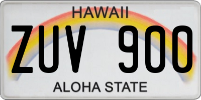 HI license plate ZUV900