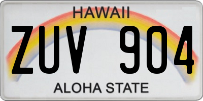 HI license plate ZUV904