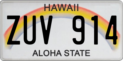 HI license plate ZUV914