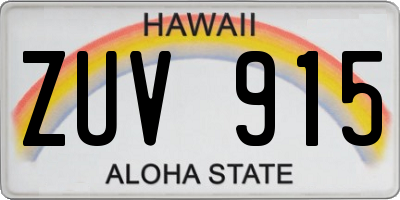 HI license plate ZUV915