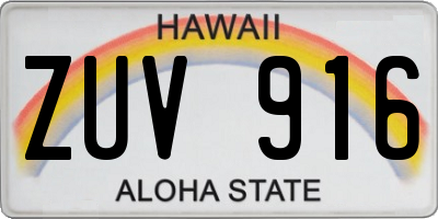 HI license plate ZUV916