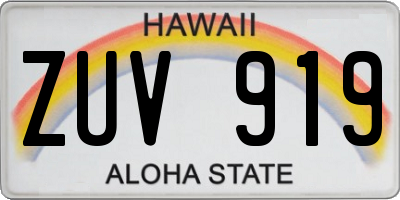 HI license plate ZUV919