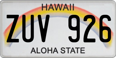 HI license plate ZUV926