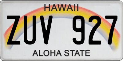 HI license plate ZUV927