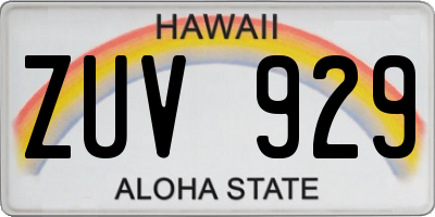 HI license plate ZUV929