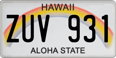 HI license plate ZUV931