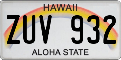 HI license plate ZUV932