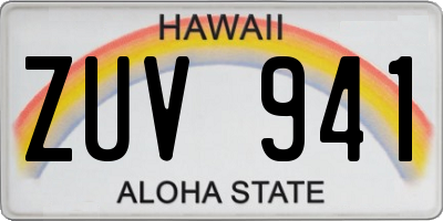 HI license plate ZUV941