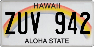 HI license plate ZUV942