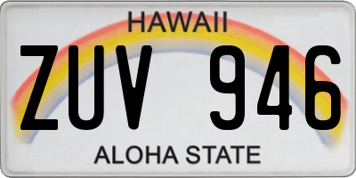 HI license plate ZUV946
