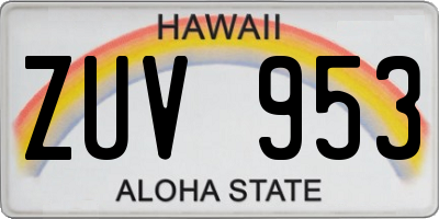 HI license plate ZUV953