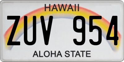 HI license plate ZUV954