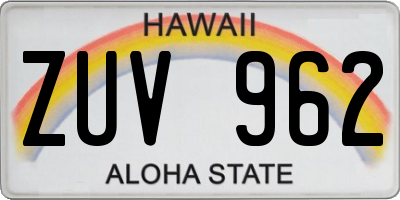 HI license plate ZUV962