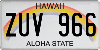 HI license plate ZUV966