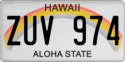 HI license plate ZUV974