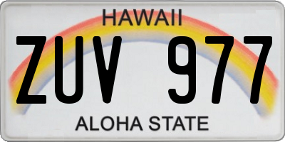 HI license plate ZUV977