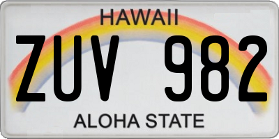 HI license plate ZUV982