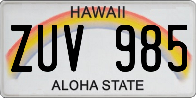 HI license plate ZUV985
