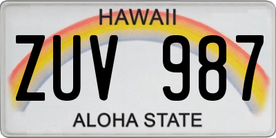 HI license plate ZUV987
