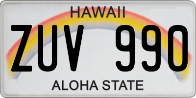 HI license plate ZUV990