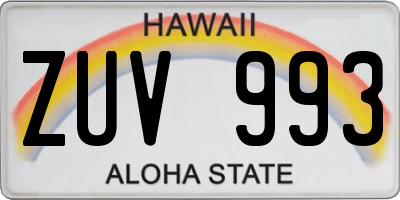 HI license plate ZUV993