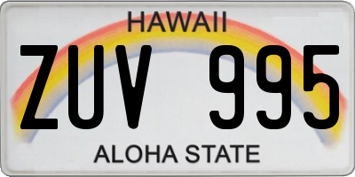 HI license plate ZUV995