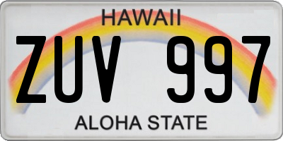 HI license plate ZUV997