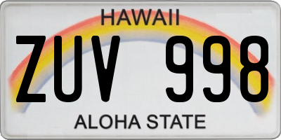 HI license plate ZUV998
