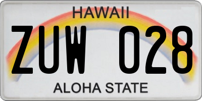 HI license plate ZUW028
