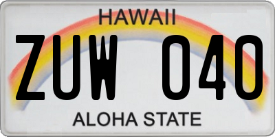 HI license plate ZUW040