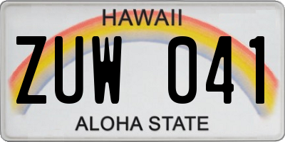 HI license plate ZUW041