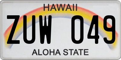 HI license plate ZUW049