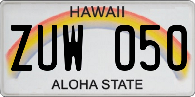 HI license plate ZUW050