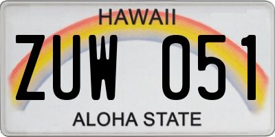 HI license plate ZUW051