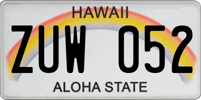 HI license plate ZUW052