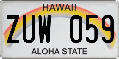 HI license plate ZUW059