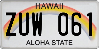 HI license plate ZUW061