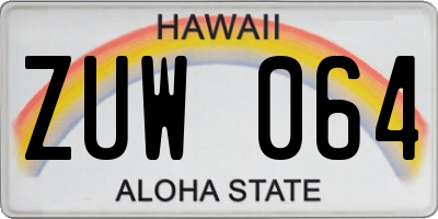 HI license plate ZUW064