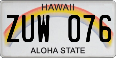 HI license plate ZUW076