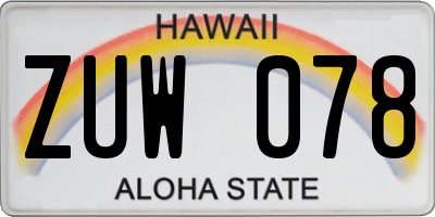 HI license plate ZUW078
