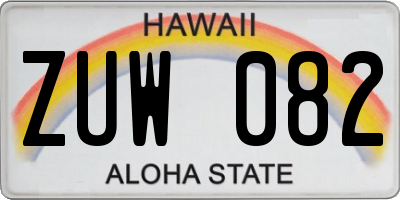 HI license plate ZUW082