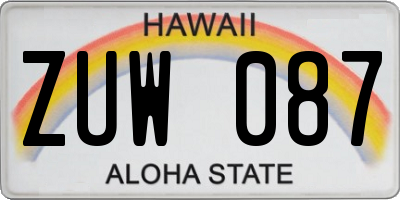 HI license plate ZUW087