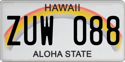 HI license plate ZUW088