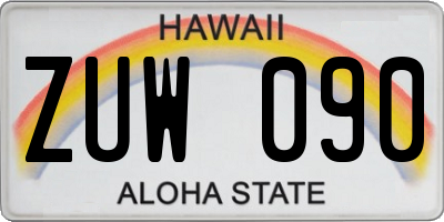 HI license plate ZUW090