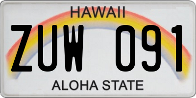 HI license plate ZUW091