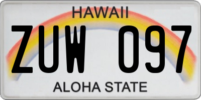 HI license plate ZUW097