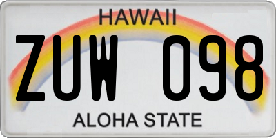 HI license plate ZUW098