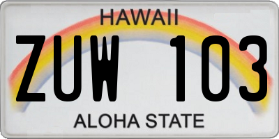 HI license plate ZUW103